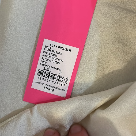 NWT Lilly Pulitzer Trixie one shoulder blouse in gold - Picture 3 of 6